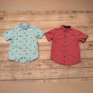 Wonder Nation Red and Blue Button Down Shirts Casual /size L (10-12)BUNDLE OF 2